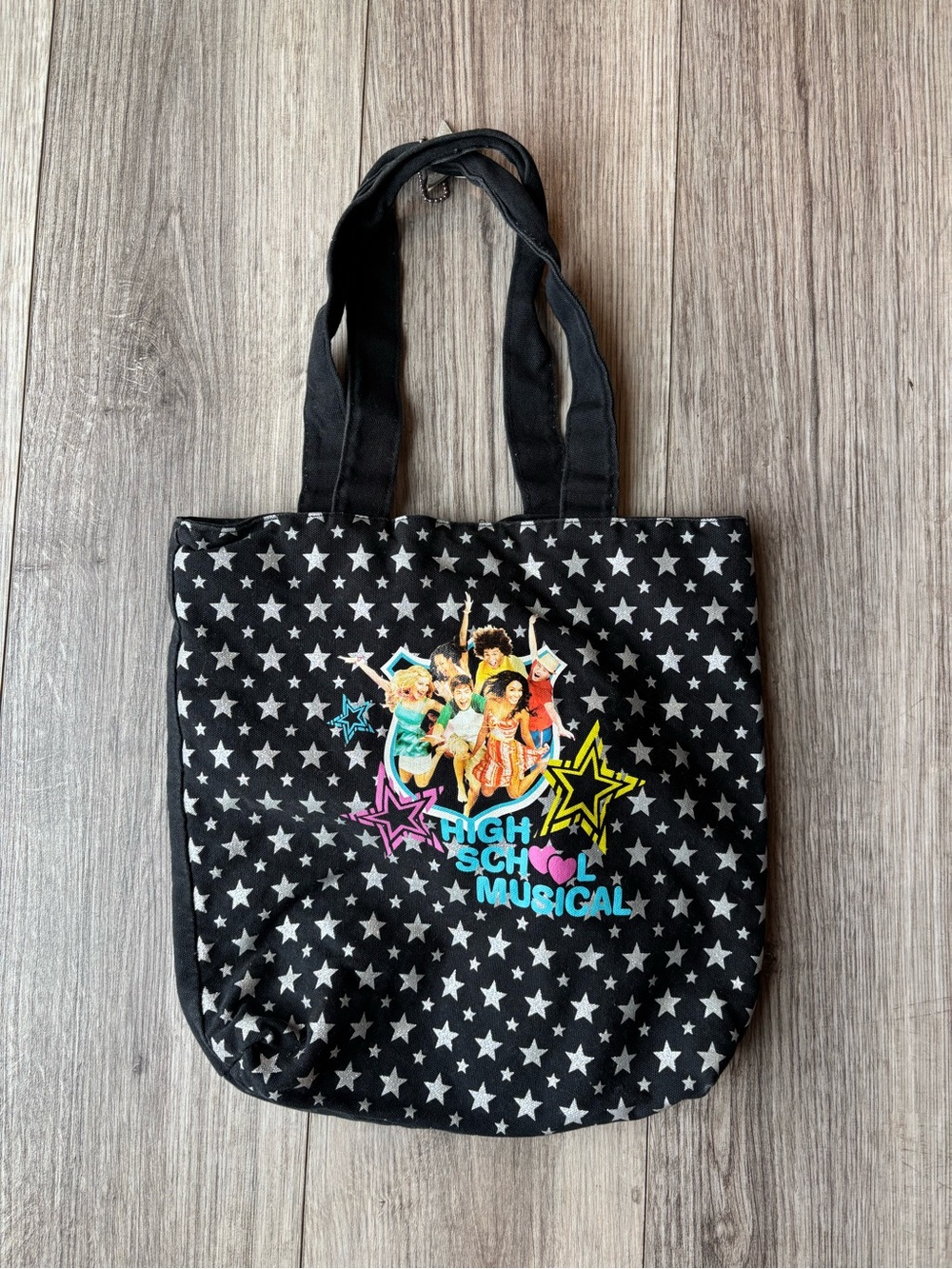 High School Musical Black Star Print Canvas Tote Bag